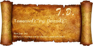 Temesváry Dezső névjegykártya